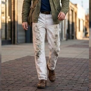 Paint Splattered & Stained Distressed Carpenter Pants 30" Waist